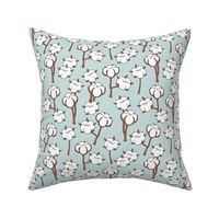 Soft cotton bolls autumn winter garden botanical love soft blue white 