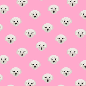 Maltese Dog Pattern - Small - Pink Background