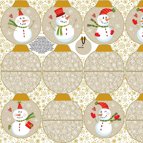 Snowmen Ornament Pouches-Tan