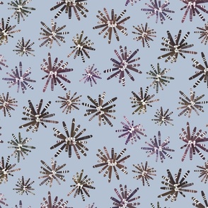 Urchin Flowers on Silver Leaf 300