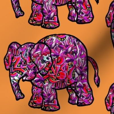 vivid funky graffiti elephant