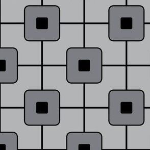 Mid century grid cube/ Modern Geometric - Black/Grey  