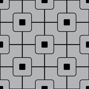 Mid Century Grid Cube/Black & Gray  