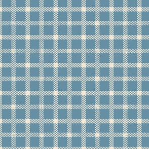 simple plaid small scale in teal on linen