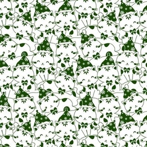 Green Kawaii Christmas Cats