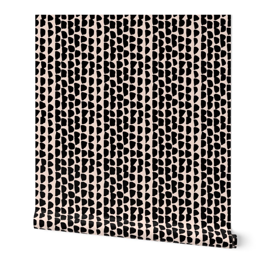 Little rows and spots abstract minimal trend animals print little inky brush strokes dashes black pale peach SMALL