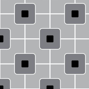 Mid Century Grid Cube / Grey & Black white lines  