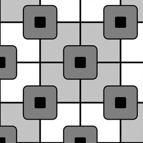 Mid Century Grid Cube/Black White & Gray 