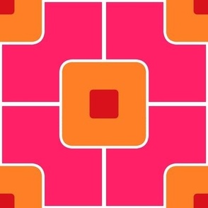 Mid Century Grid Cube/Pink Orange Red  