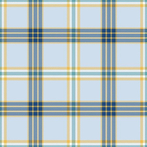 contrast plaid in navy and yellow