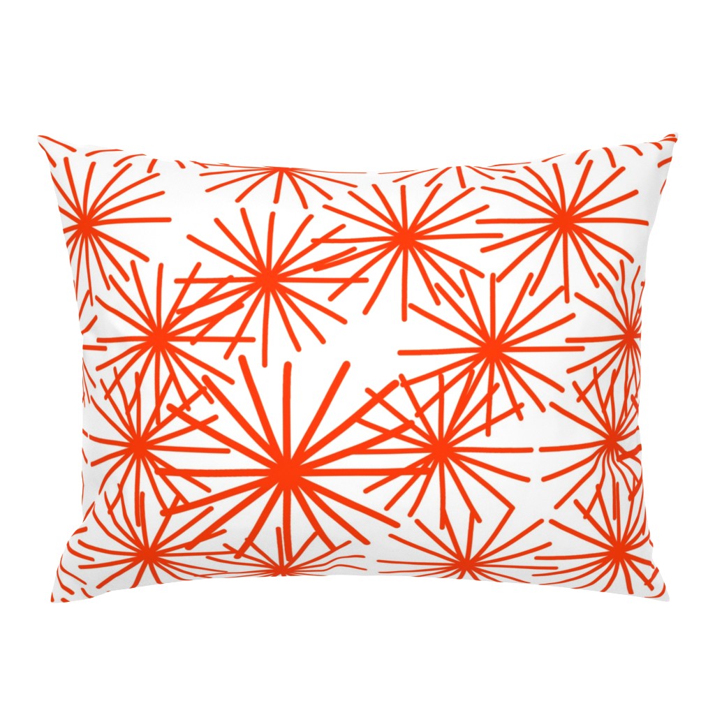 Mid Century Abstract Starbursts! Orange on white - large