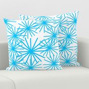 Mid Century Abstract Starbursts! Turquoise on White - large