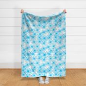 Mid Century Abstract Starbursts! Turquoise on White - large