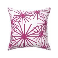 Mid Century Abstract Starbursts! Pink Boysenberry on White - large