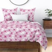 Mid Century Abstract Starbursts! Pink Boysenberry on White - large