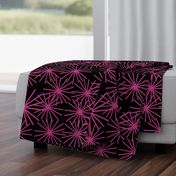 Mid Century Abstract Starbursts! Pink Boysenberry on Black - large
