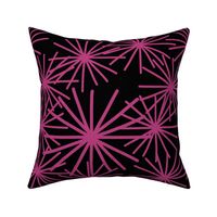 Mid Century Abstract Starbursts! Pink Boysenberry on Black - large