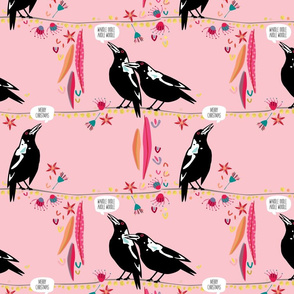 Australian Magpie Christmas light pink by Mount Vic and Me