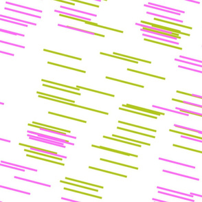 Random Static Lines... hot pink & chartreuse on white 