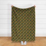 Sweet sunflower and leaves botanical autumn winter garden soft neutral olive green yellow
