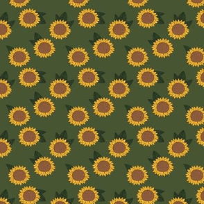 Sweet sunflower and leaves botanical autumn winter garden soft neutral olive green yellow SMALL