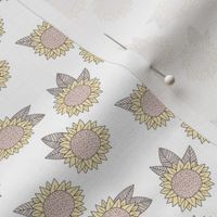 Sweet sunflower and leaves botanical autumn winter garden soft pastel white neutral SMALL