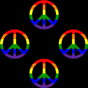 Six Inch Horizontal Rainbow Stripes Peace Signs on Black
