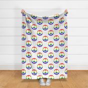 Six Inch Horizontal Rainbow Stripes Peace Signs on White