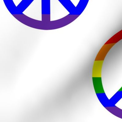 Six Inch Horizontal Rainbow Stripes Peace Signs on White