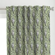 Seahorse Damask - Sea Glass Green