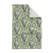 Seahorse Damask - Sea Glass Green