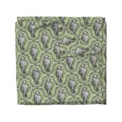 Seahorse Damask - Sea Glass Green