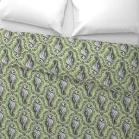 Seahorse Damask - Sea Glass Green