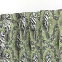 Seahorse Damask - Sea Glass Green