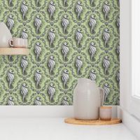 Seahorse Damask - Sea Glass Green