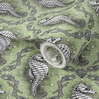 Seahorse Damask - Sea Glass Green