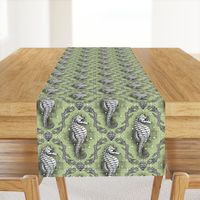 Seahorse Damask - Sea Glass Green