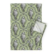 Seahorse Damask - Sea Glass Green