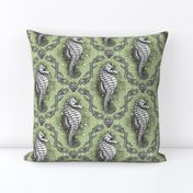 Seahorse Damask - Sea Glass Green