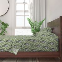 Seahorse Damask - Sea Glass Green