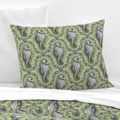 Seahorse Damask - Sea Glass Green