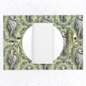 Seahorse Damask - Sea Glass Green