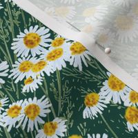 Watercolor Chamomile Meadow (forest green) 7”