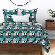 3” Horse Patchwork - teal, black and grey - rotated