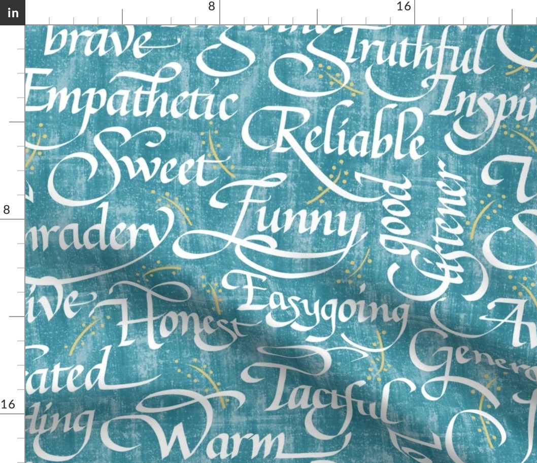 Best Friend Calligraphy | Teal Faux Texture
