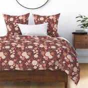 Chrysanthemum floral maroon & peach - large 