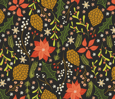 Christmas Florals on Black