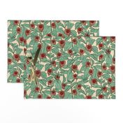 Chinese Lantern Vines - Red, Green & Cream