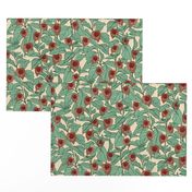 Chinese Lantern Vines - Red, Green & Cream