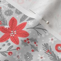 Festive Floral (Silver and Red_